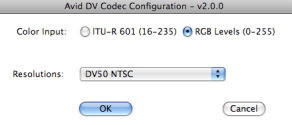 Avid DV Codec Options